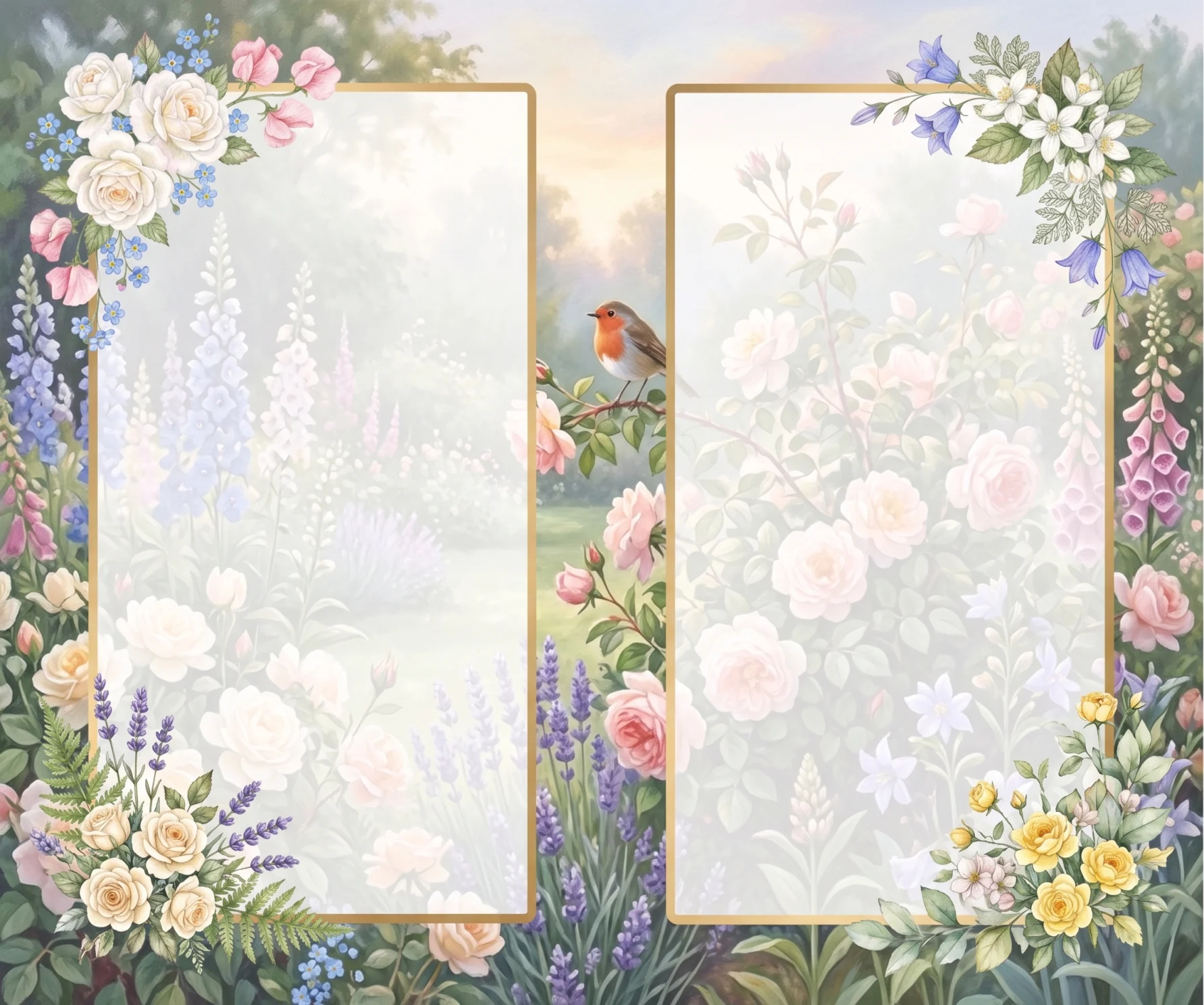 Cottage Garden Robin memorial template