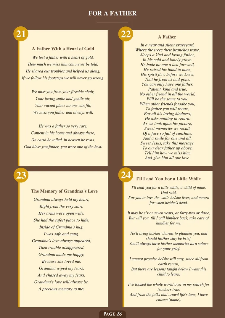 Page 30 of the Irish Memorial Catalogue — For a father
