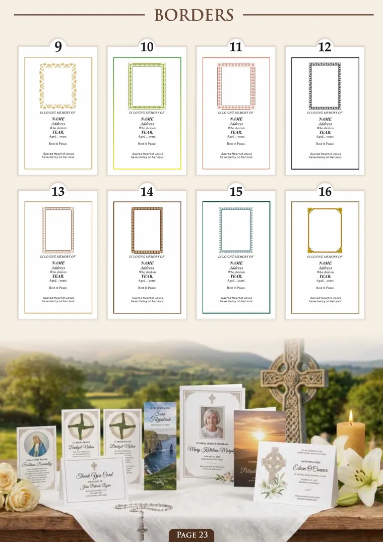 Page 25 of the Irish Memorial Catalogue — Borders 9–16