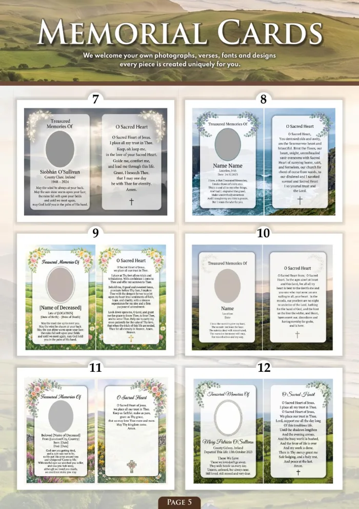 Page 7 of the Irish Memorial Catalogue — Memorial cards 7–12