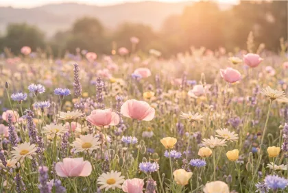 Golden Wildflower Meadow memorial template