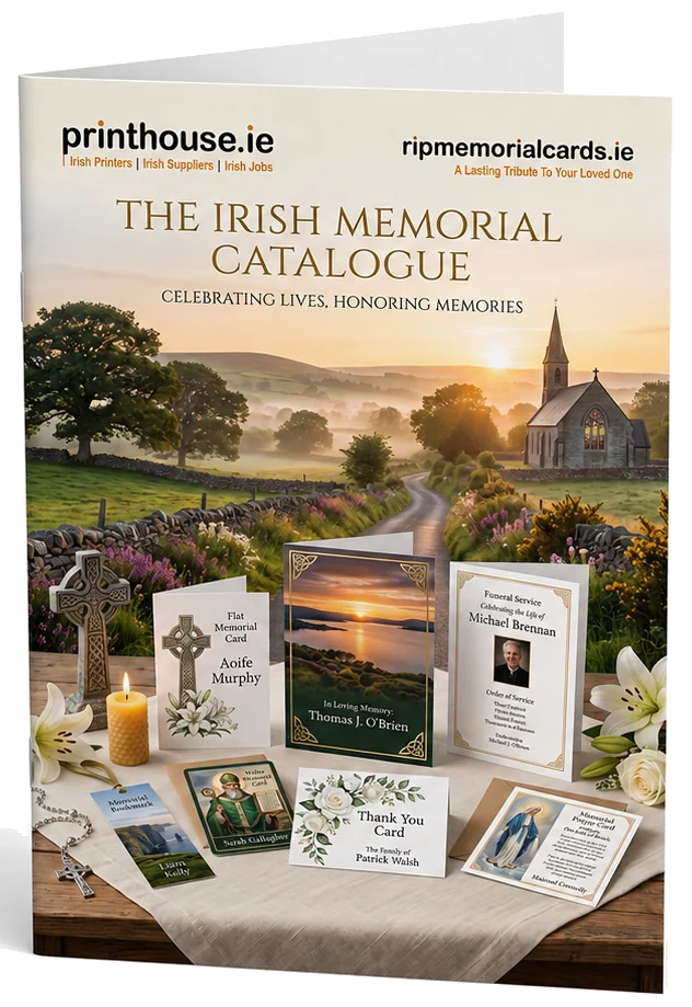 The Irish Memorial Catalogue printed cover from RIP Memorial Cards