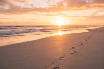 Footprints at Sunset memorial template
