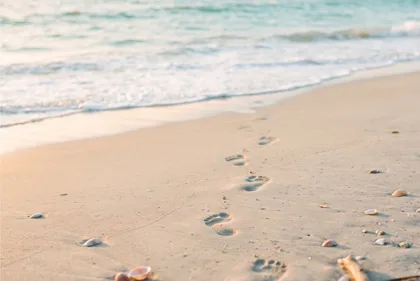 Footprints by the Turquoise Sea memorial template