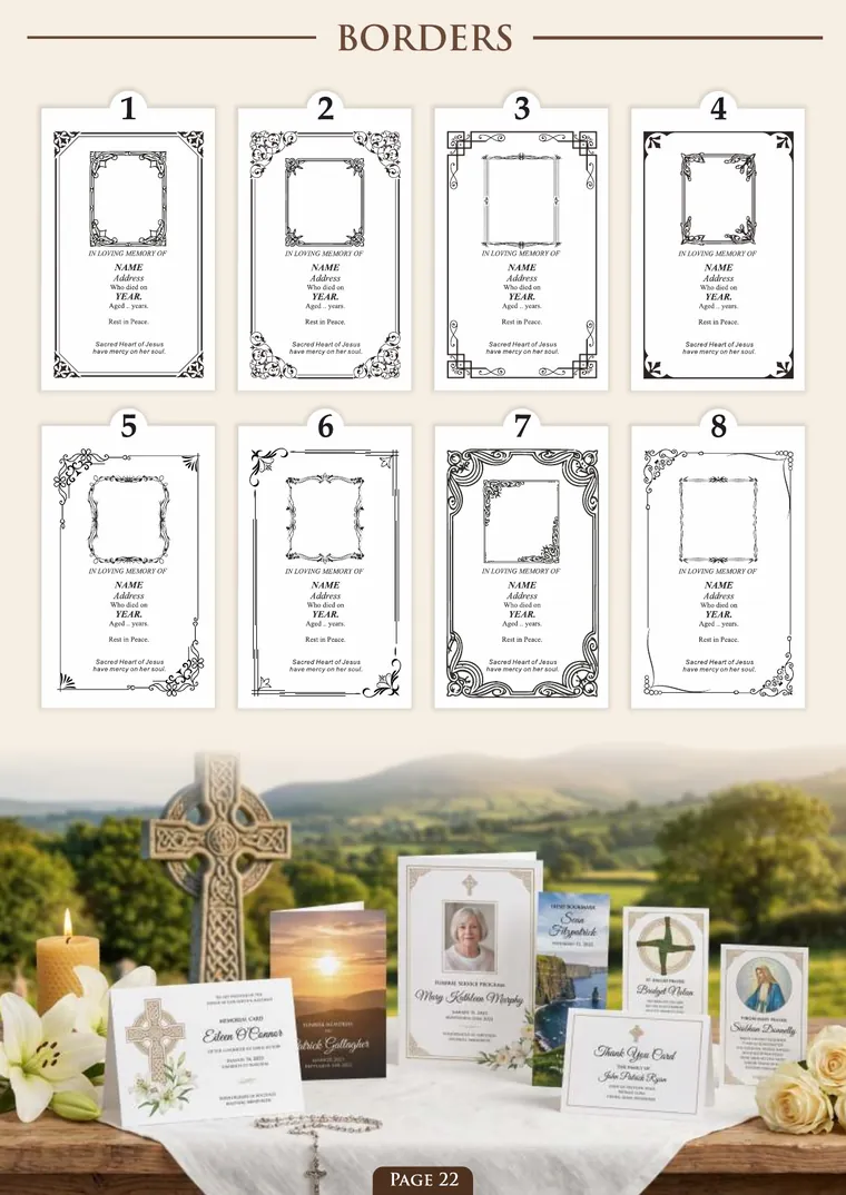 Page 24 of the Irish Memorial Catalogue — Borders 1–8