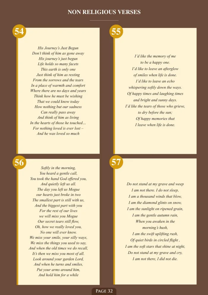 Page 34 of the Irish Memorial Catalogue — Non-religious verses, continued