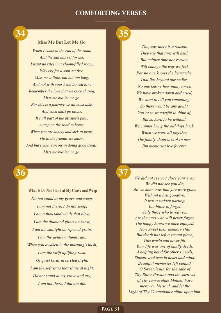 Page 33 of the Irish Memorial Catalogue — Comforting verses