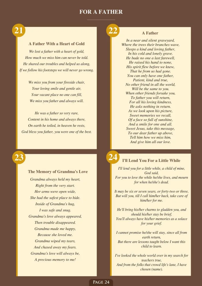 Page 26 of the Irish Memorial Catalogue — For a father