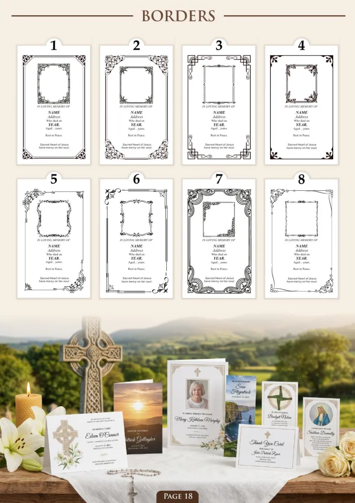 Page 20 of the Irish Memorial Catalogue — Borders 1–8