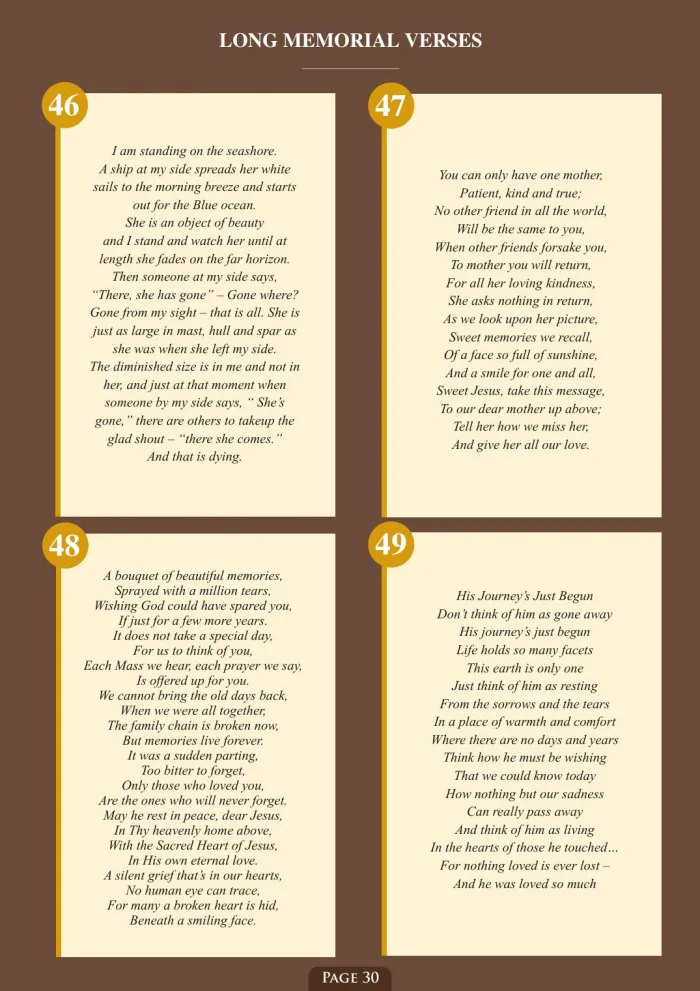 Page 32 of the Irish Memorial Catalogue — Long memorial verses, continued