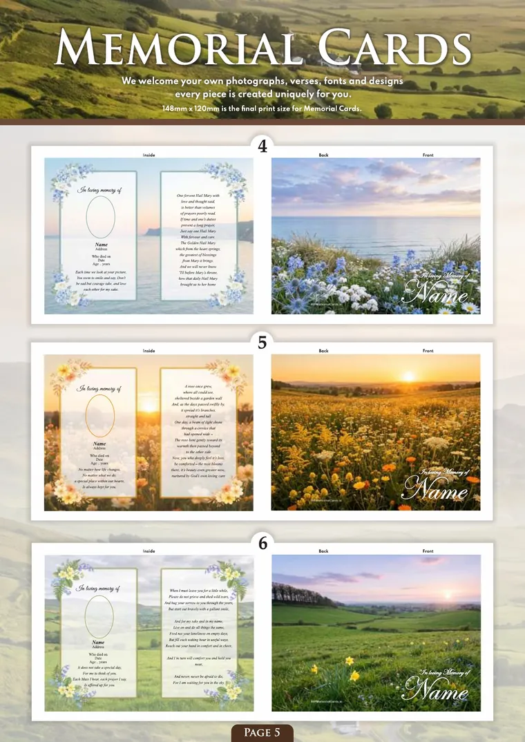 Page 7 of the Irish Memorial Catalogue — Memorial cards 4–6