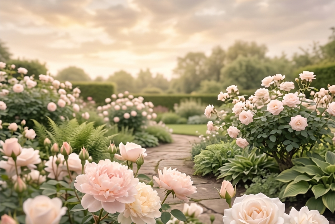 Pink Rose Garden Path template front