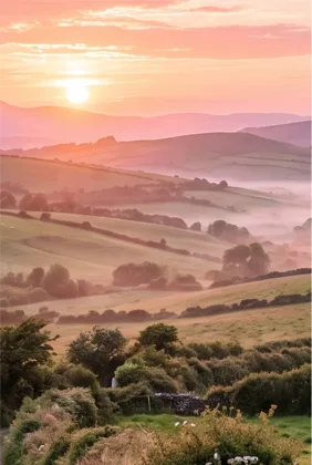 Misty Valley Sunrise memorial template