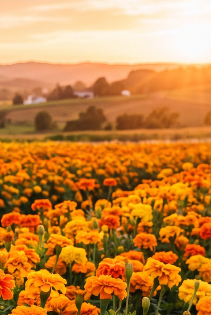 Marigold Field at Sunset template front