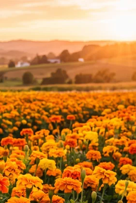 Marigold Field at Sunset memorial template