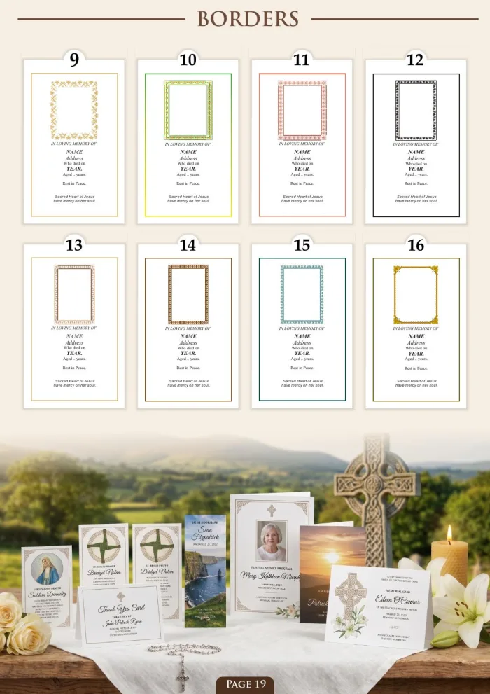Page 21 of the Irish Memorial Catalogue — Borders 9–16