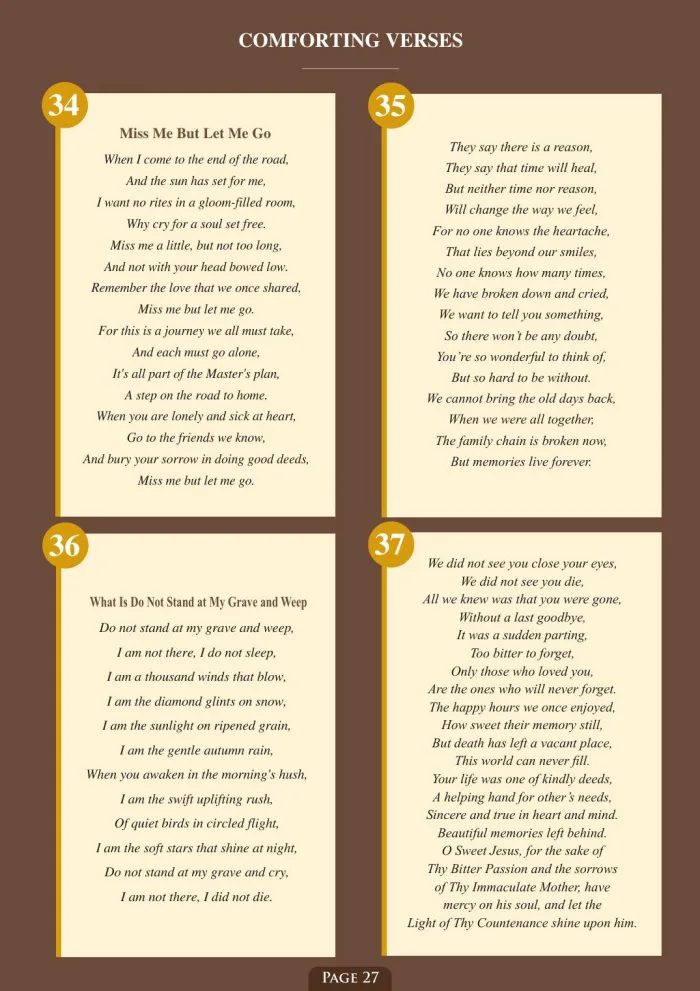 Page 29 of the Irish Memorial Catalogue — Comforting verses