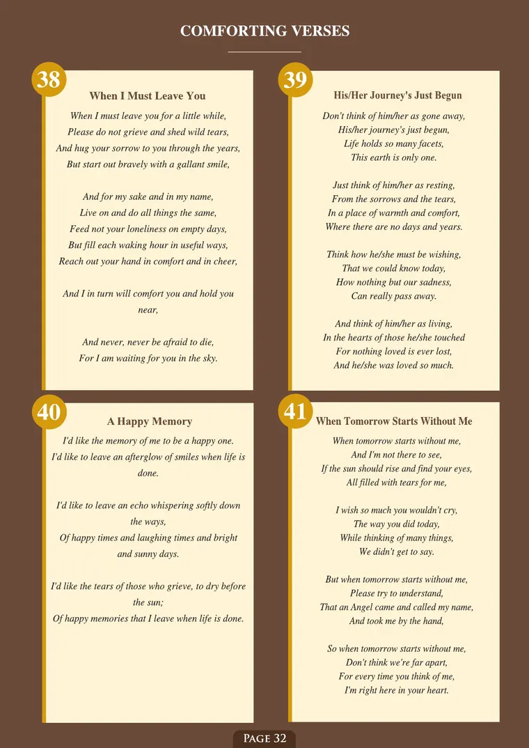 Page 34 of the Irish Memorial Catalogue — Comforting verses, continued