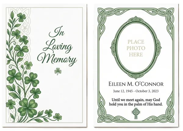 Memorial wallet card template 7 — pocket-sized laminated card with photograph and remembrance verse