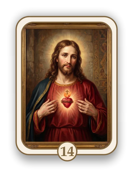 Religious 14 memorial card design — the Sacred Heart of Jesus