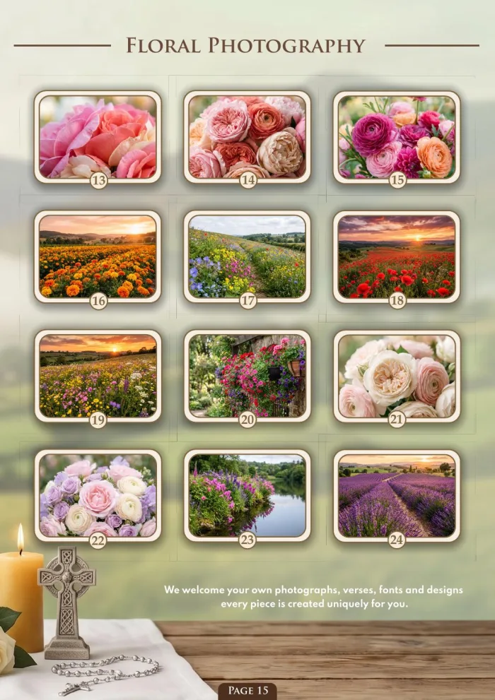 Page 17 of the Irish Memorial Catalogue — Floral photography
