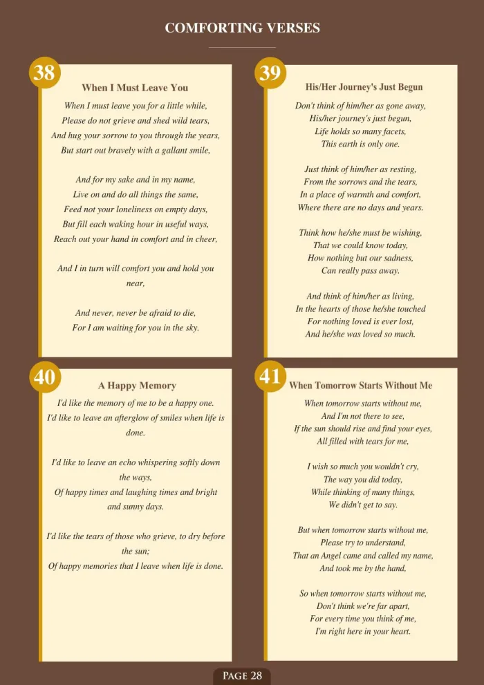 Page 30 of the Irish Memorial Catalogue — Comforting verses, continued