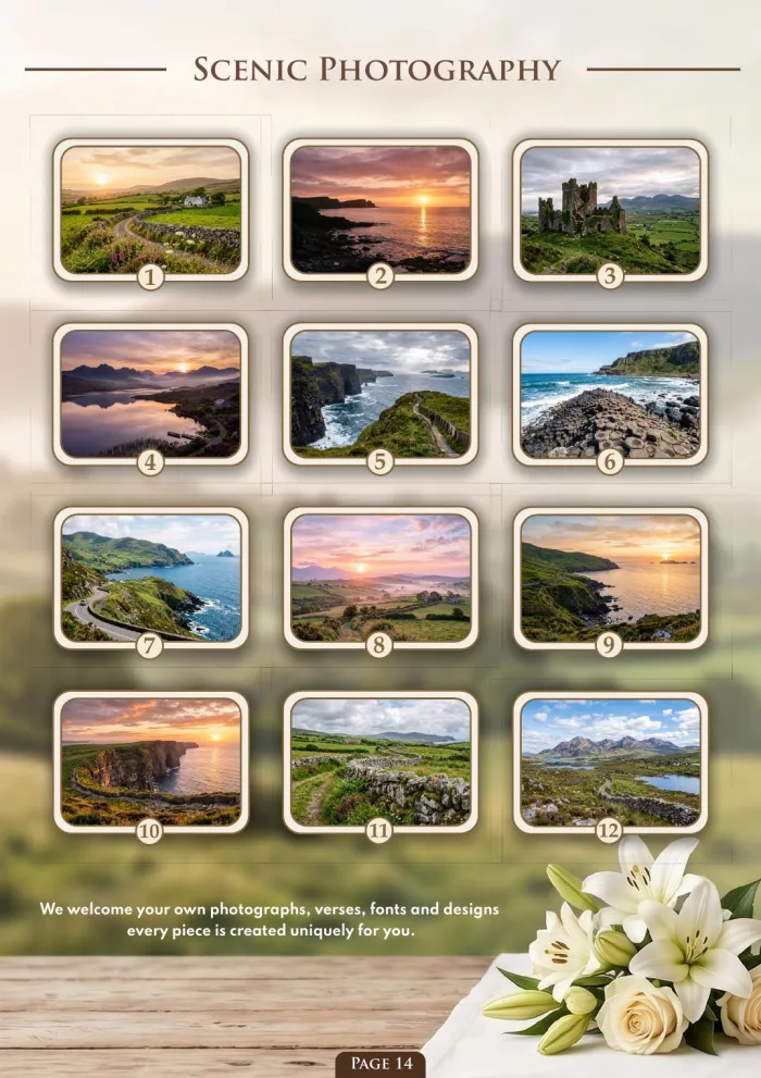 Page 16 of the Irish Memorial Catalogue — Scenic photography