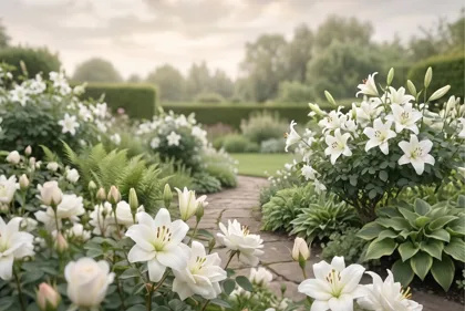 White Lily Garden Path memorial template