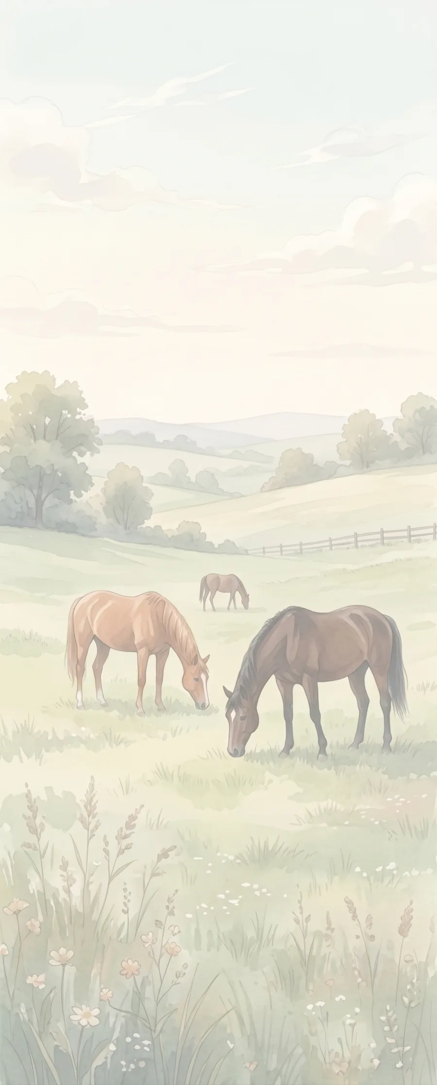 Horses at Pasture memorial template