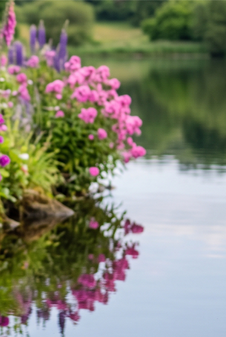 Pink Blossoms by the Lake template front