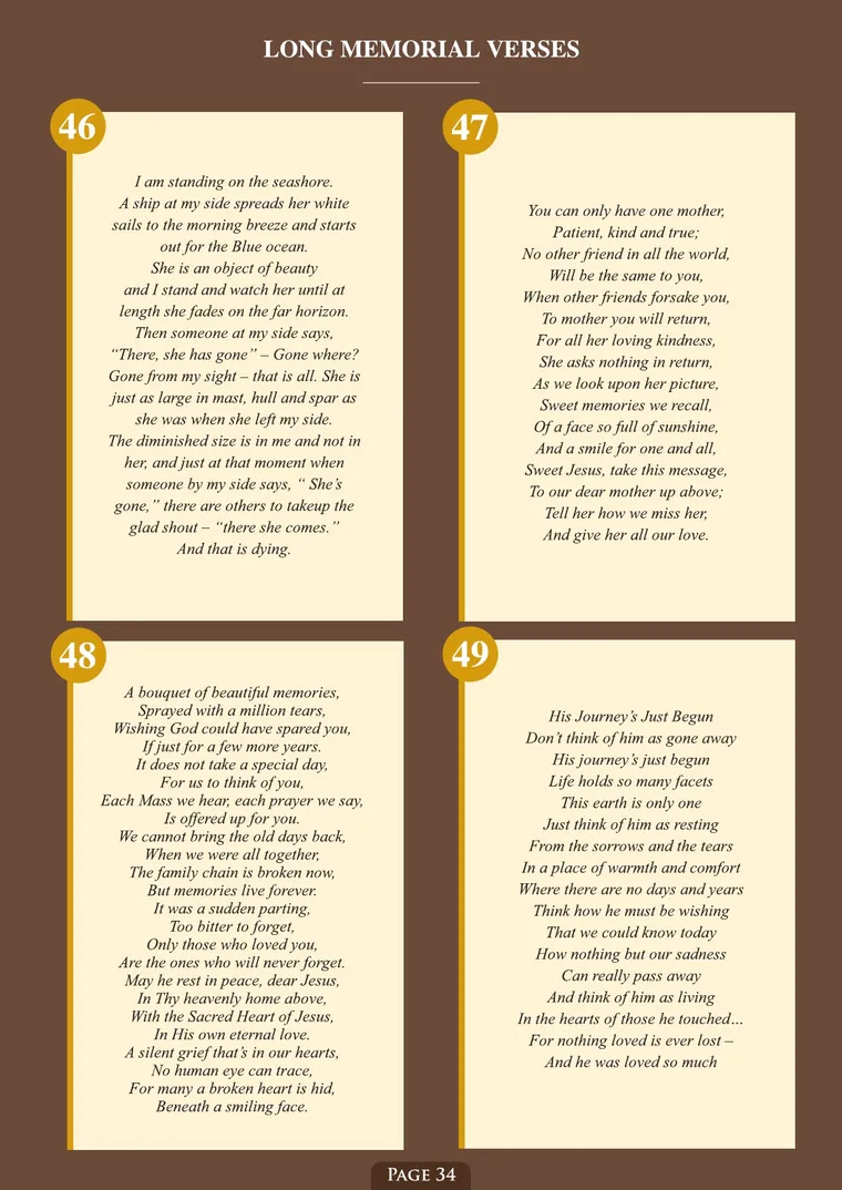 Page 36 of the Irish Memorial Catalogue — Long memorial verses, continued