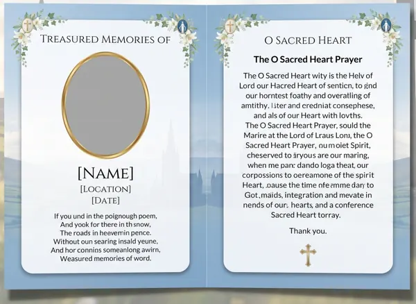 Folding memorial card template 6 — personalised Irish memorial card design with photograph, verse and decorative border