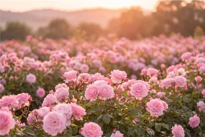 Pink Rose Field at Sunset memorial template