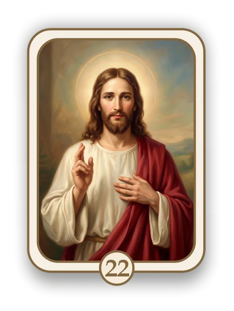 Religious 22 memorial card design — christ giving a blessing