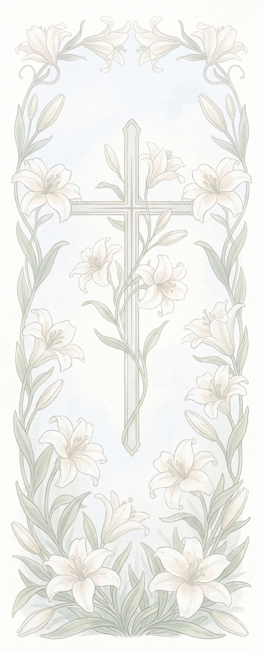 Cross & Lilies memorial template