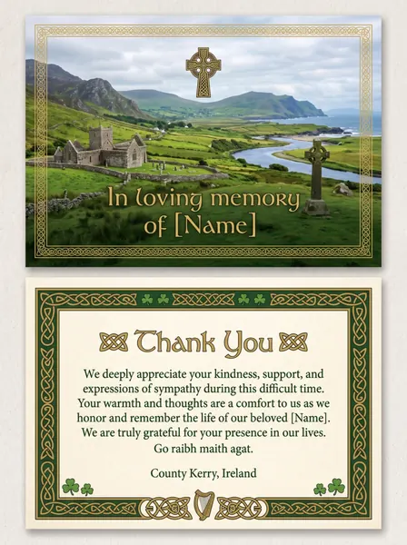 Memorial thank you card template 12 — personalised acknowledgement card with photograph and message of thanks