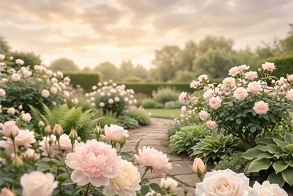 Pink Rose Garden Path memorial template