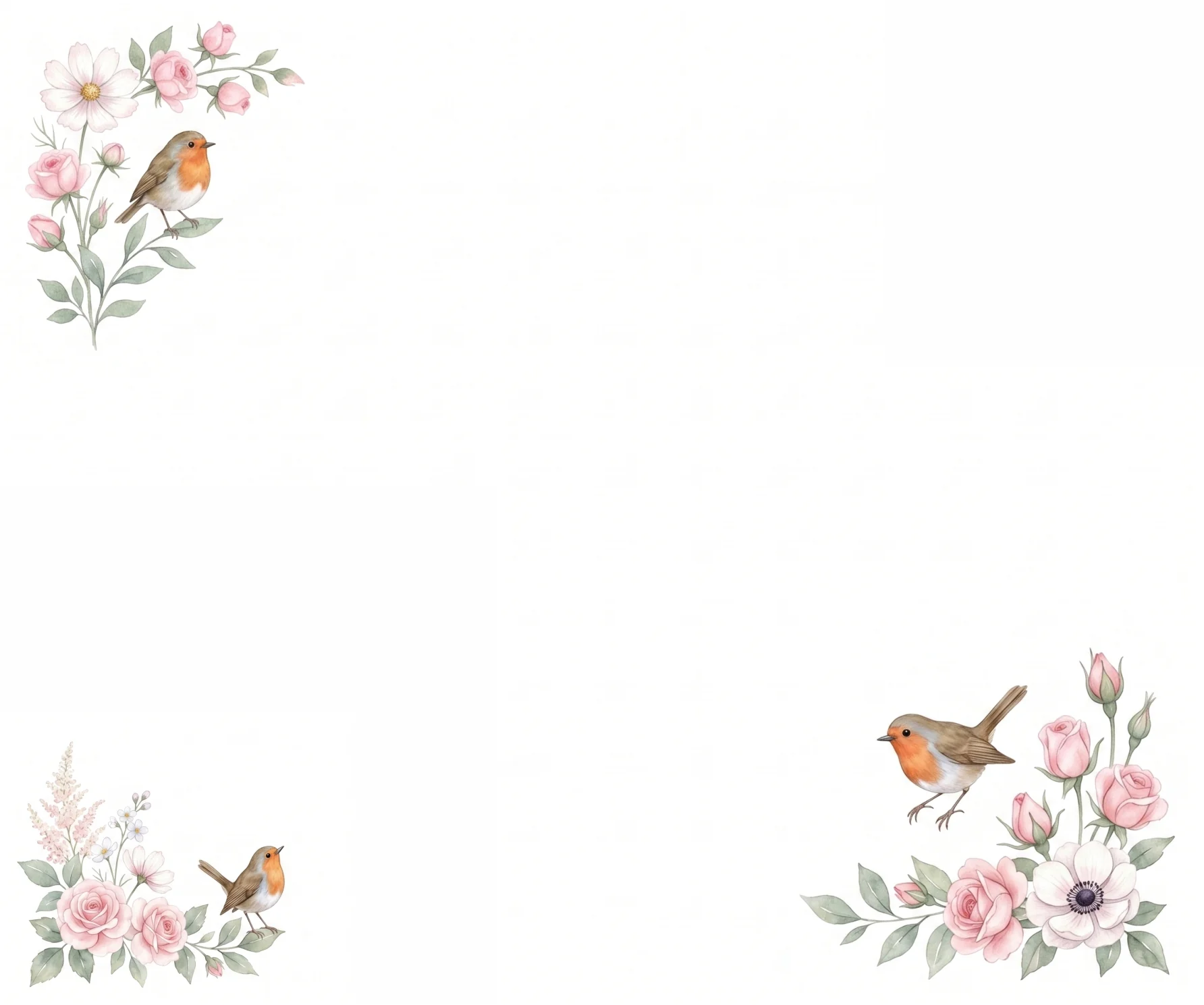 Robin & Wild Roses memorial template
