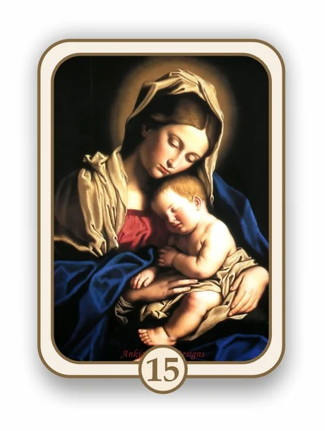Religious 15 memorial card design — madonna and Child